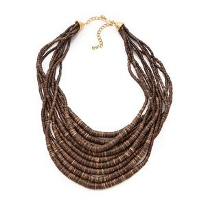 Kenneth Jay Lane dark wood & bead necklace